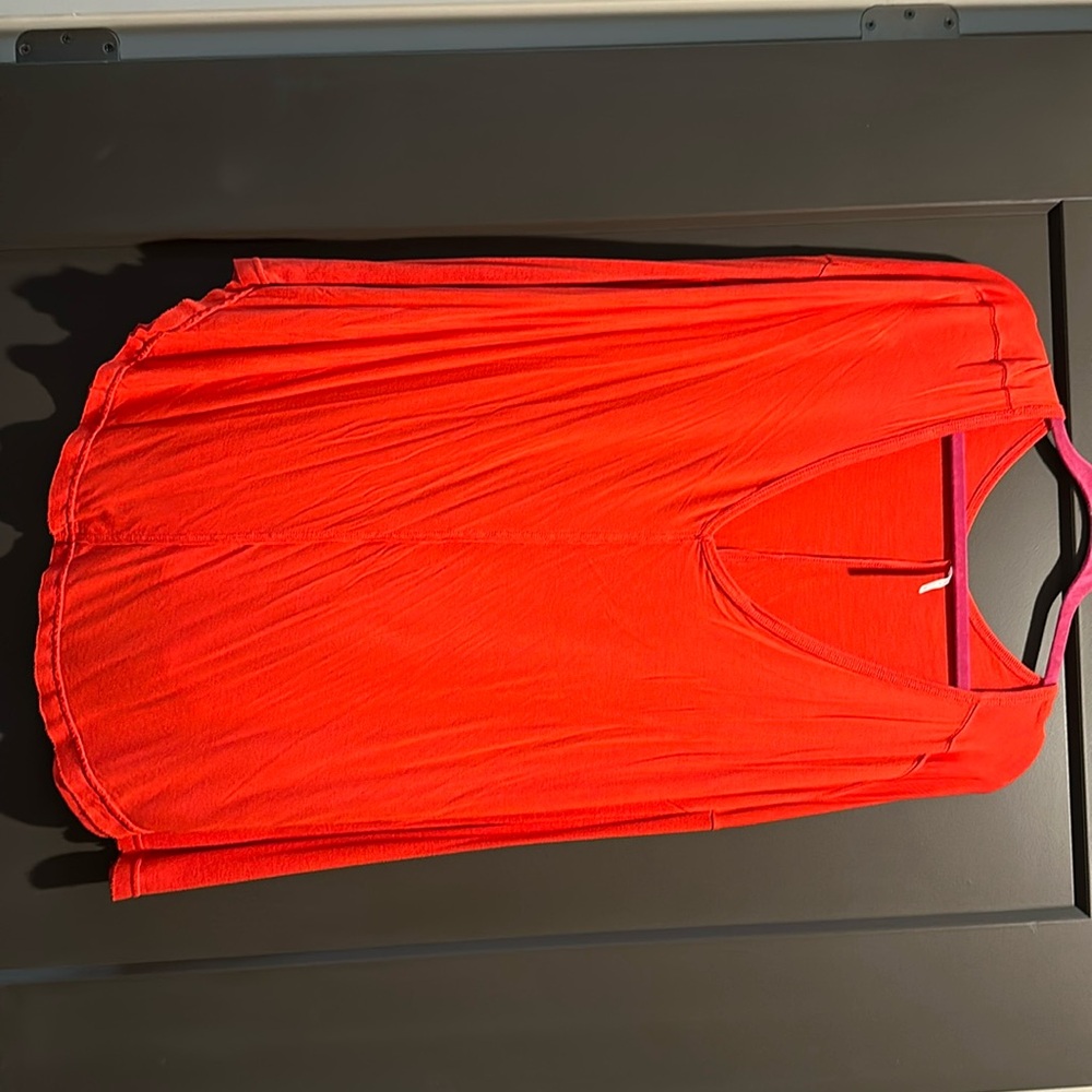 Free People Oversized Bright Red Long Sleeve Top Medium- Worn Once